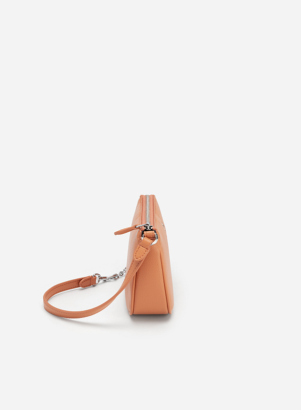 Chain-Mixed Strap Hobo Bag - TTE 0087 - Light Orange - VASCARA