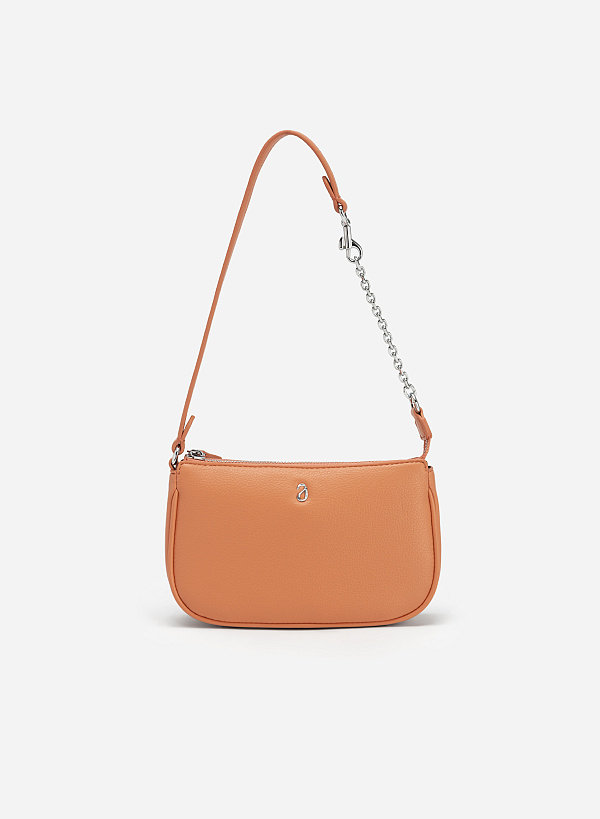Xem sản phẩm Chain-Mixed Strap Hobo Bag - TTE 0087 - Light Orange