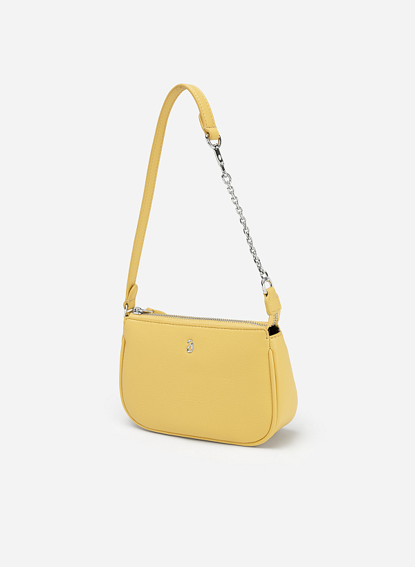 Chain-Mixed Strap Hobo Bag - TTE 0087 - Light Yellow - VASCARA