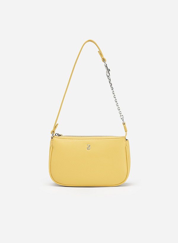 Chain-Mixed Strap Hobo Bag - TTE 0087 - Light Yellow
