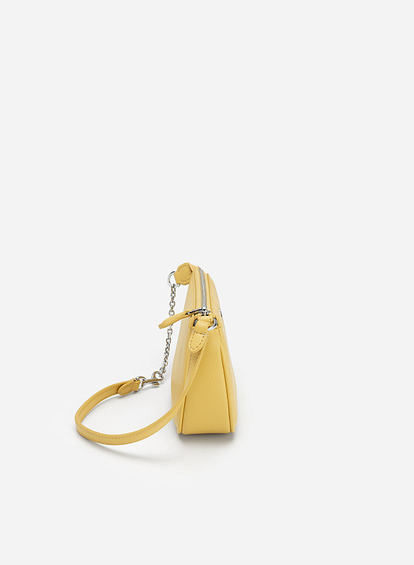 Chain-Mixed Strap Hobo Bag - TTE 0087 - Light Yellow - VASCARA