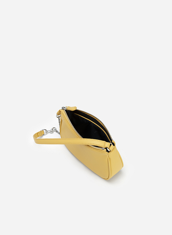 Chain-Mixed Strap Hobo Bag - TTE 0087 - Light Yellow - VASCARA
