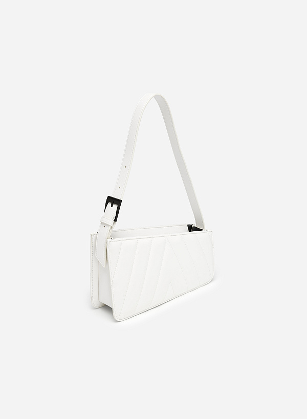 Quited Acute Shoulder Hobo Handbag - TTE 0088 - White - VASCARA