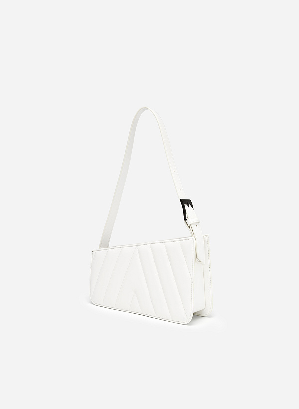 Quited Acute Shoulder Hobo Handbag - TTE 0088 - White - VASCARA