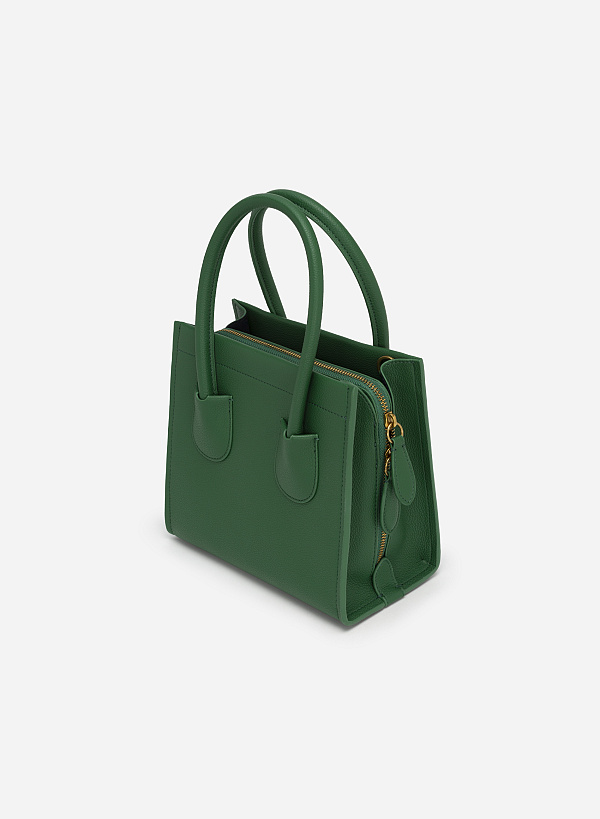 Double Pocket and Handle Premium Tote Bag - TTE 0089 - Green - VASCARA