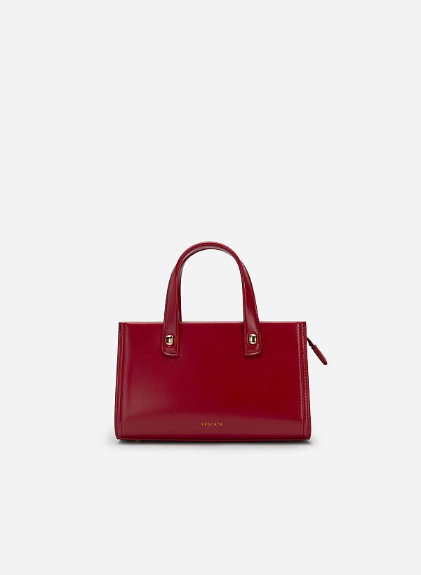 Metal Décor Double Handle Tote Bag - TTE 0101 - Red - VASCARA