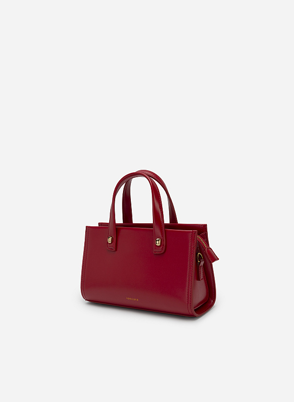 Metal Décor Double Handle Tote Bag - TTE 0101 - Red - VASCARA