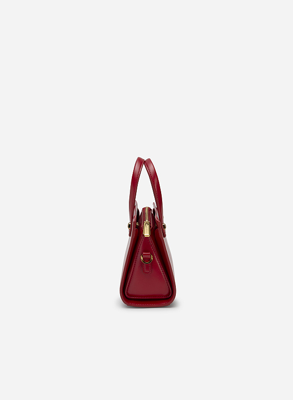 Metal Décor Double Handle Tote Bag - TTE 0101 - Red - VASCARA