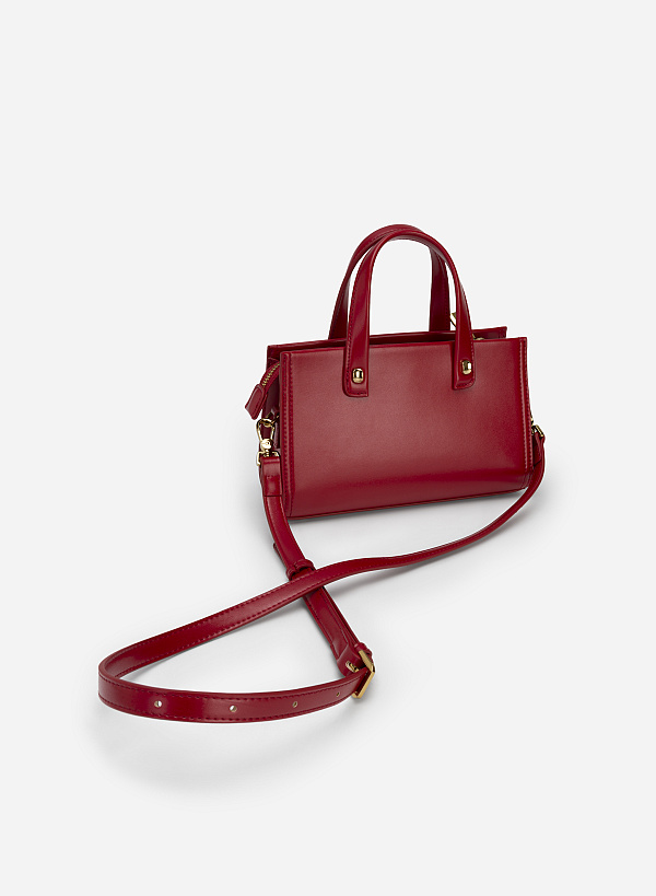 Metal Décor Double Handle Tote Bag - TTE 0101 - Red - VASCARA
