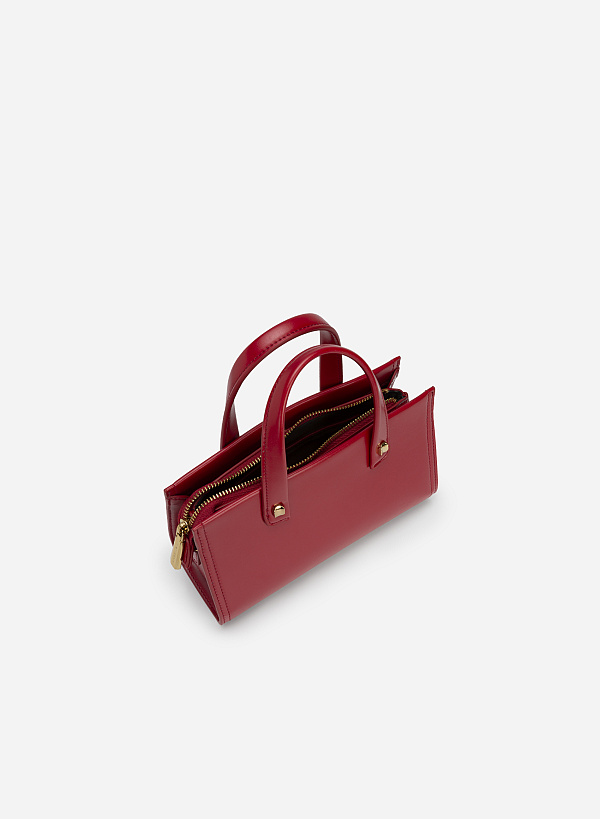 Metal Décor Double Handle Tote Bag - TTE 0101 - Red - VASCARA