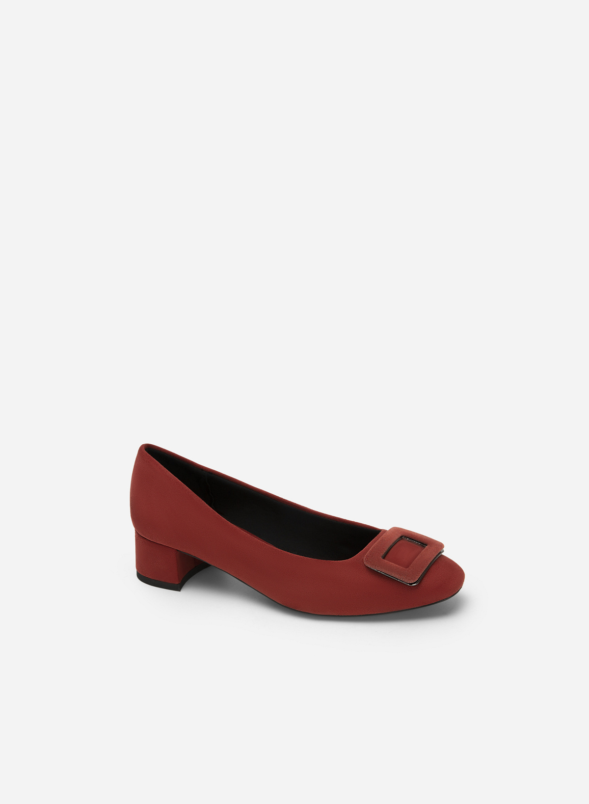 Square Lock Décor Block Heel Ballerinas - HIG 0529 - Bordeaux - vascara.com