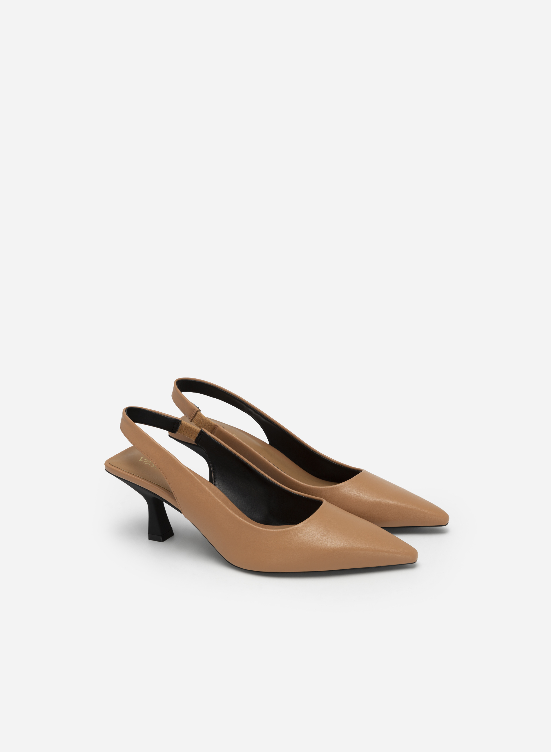 Tan and black clearance slingbacks