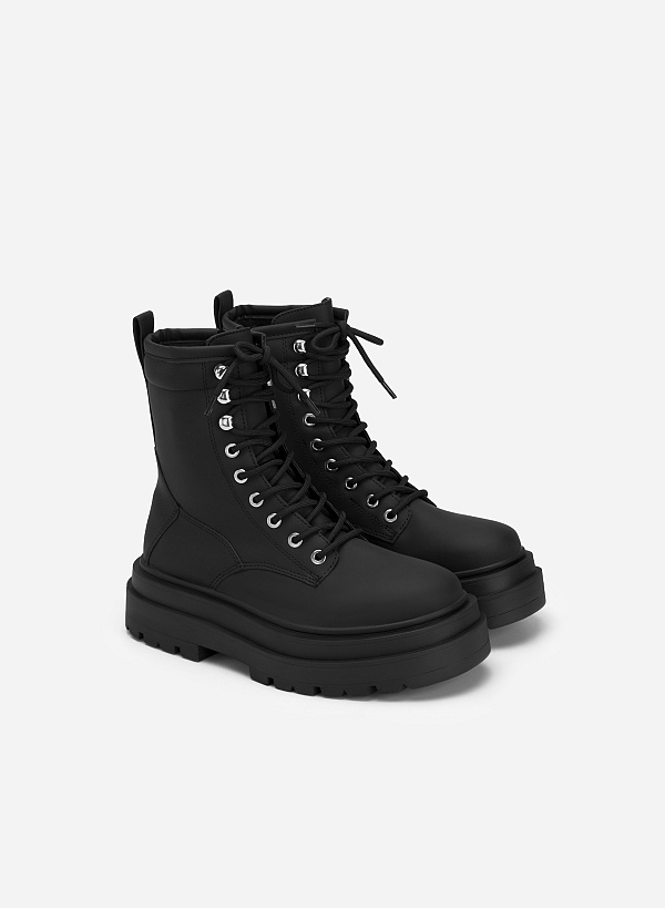 All-Day Comfort Combatハイネックブーツ - BOO 0915  - ブラック - VASCARA