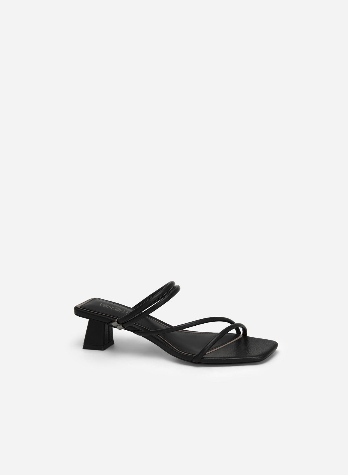 Silver Edge Multi-Strap Block Heel Mule Sandals - MUL 0167 - Black - vascara.com