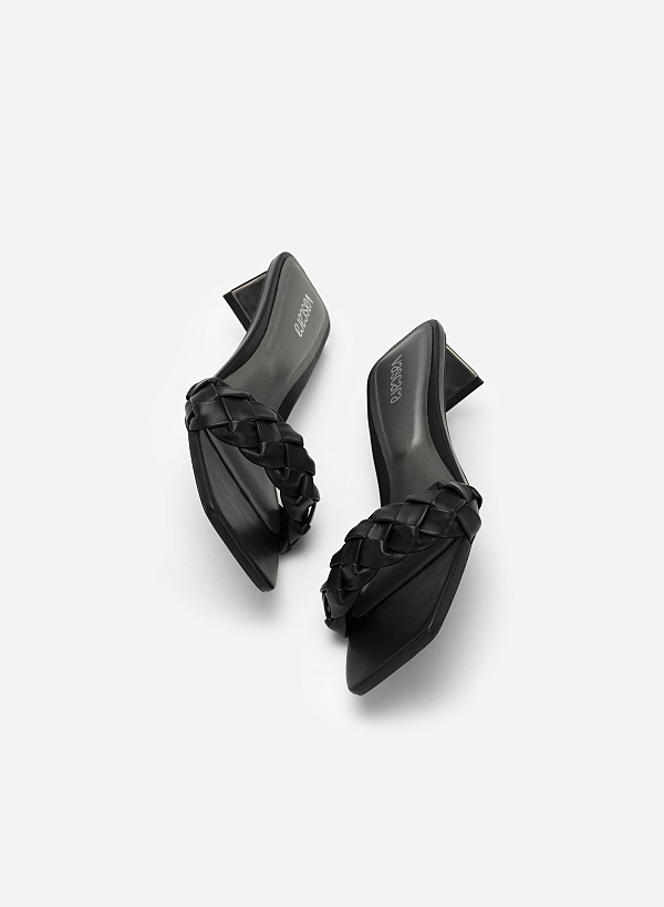 Twisted Strap Mixed Colour Mules - MUL 0170 - Black - VASCARA
