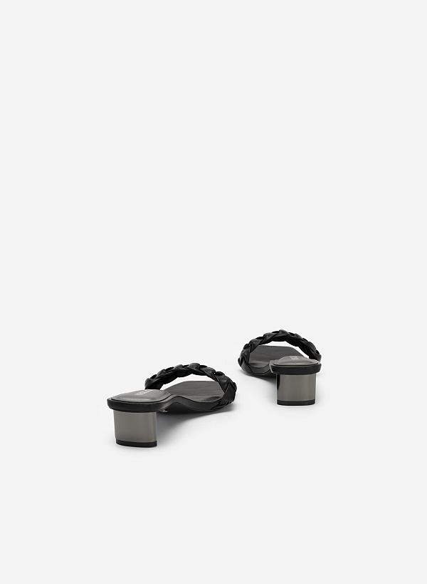 Twisted Strap Mixed Colour Mules - MUL 0170 - Black - VASCARA