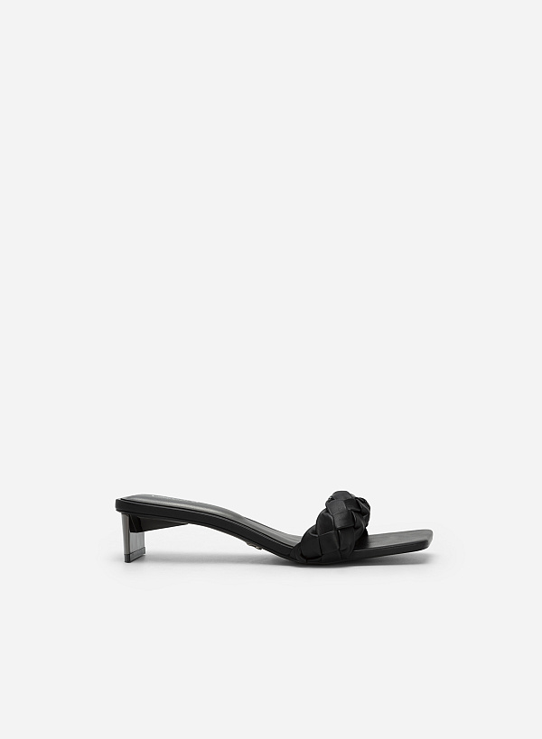 Twisted Strap Mixed Colour Mules - MUL 0170 - Black