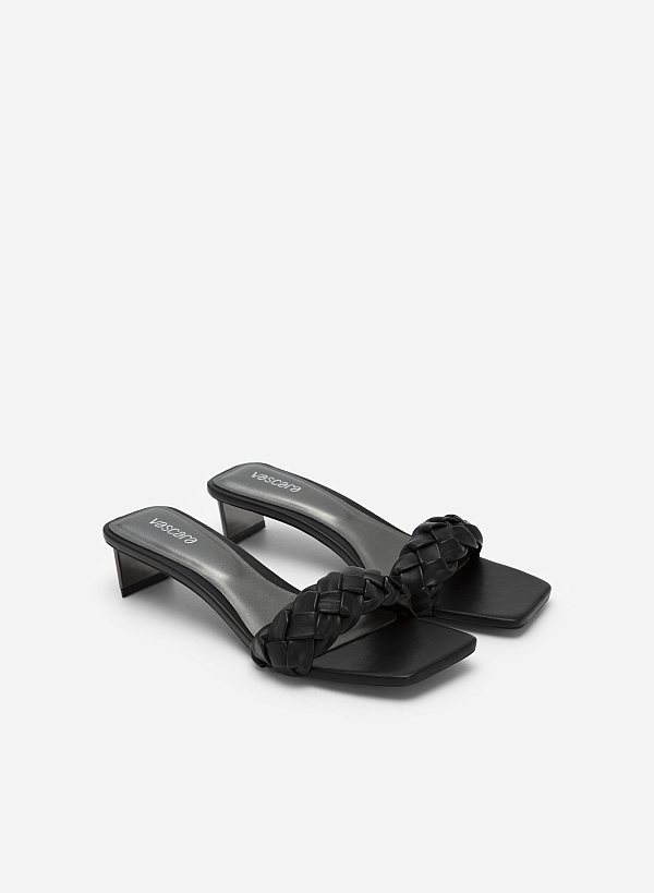Twisted Strap Mixed Colour Mules - MUL 0170 - Black - VASCARA
