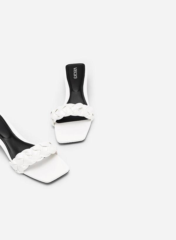 Twisted Strap Mixed Colour Mules - MUL 0170 - White - VASCARA