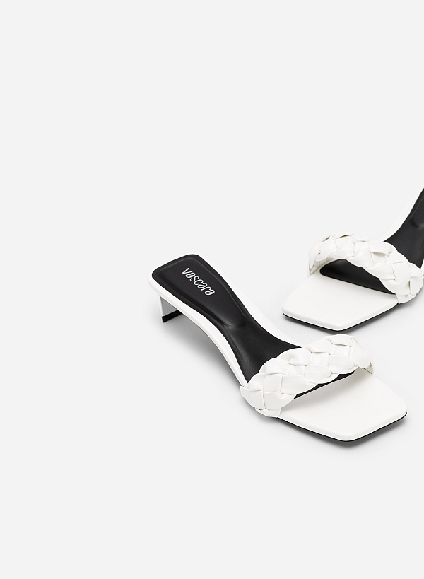 Twisted Strap Mixed Colour Mules - MUL 0170 - White - VASCARA