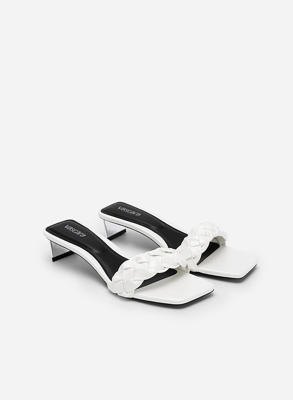 Twisted Strap Mixed Colour Mules - MUL 0170 - White - VASCARA