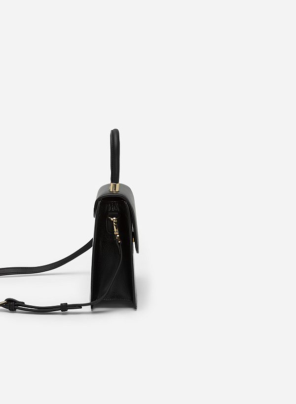 Standing Handle Lizard-effect Handbag - SAC 0300 - Black - VASCARA