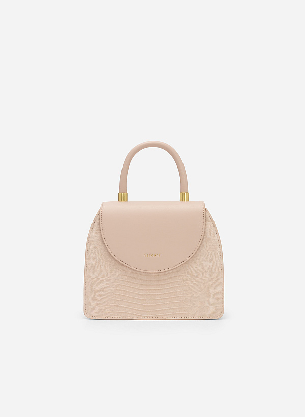Standing Handle Lizard-effect Handbag - SAC 0300 - Light Pink