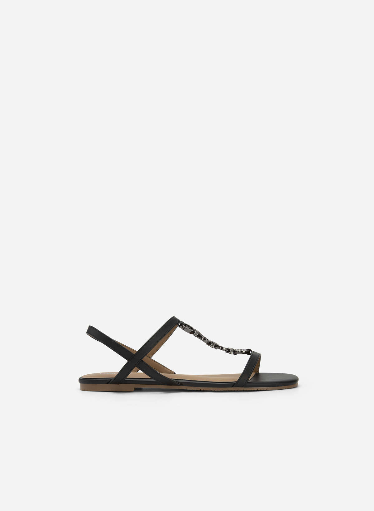 Chain Decor Double Strap Sandals - SDL 0324 - Black - vascara.com