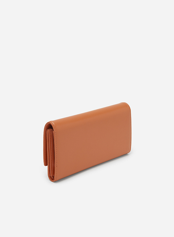 Geometric Lock Lizard-effect Wallet - WLL 0241 - Dark orange - VASCARA