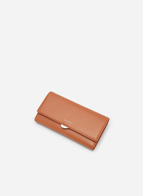 Geometric Lock Lizard-effect Wallet - WLL 0241 - Dark orange - VASCARA
