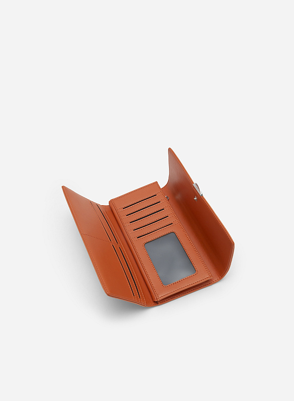 Geometric Lock Lizard-effect Wallet - WLL 0241 - Dark orange - VASCARA
