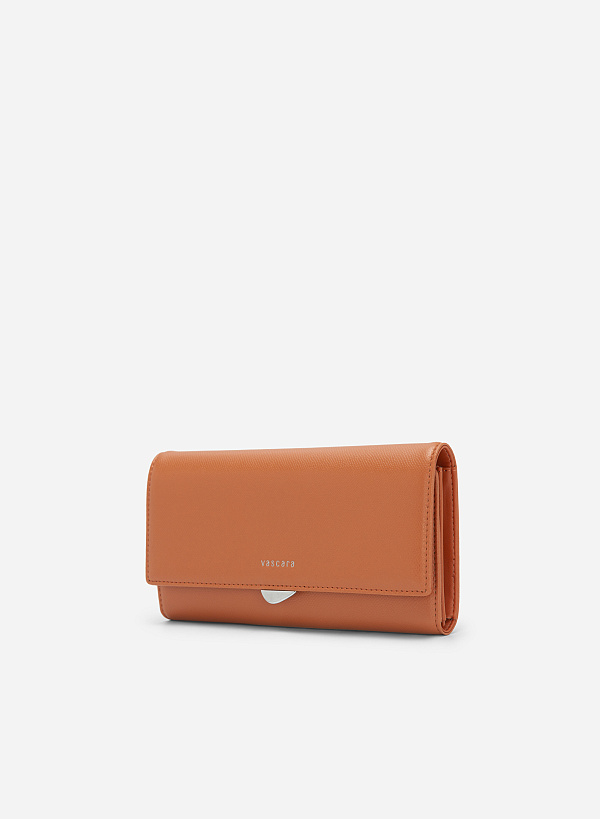 Geometric Lock Lizard-effect Wallet - WLL 0241 - Dark orange - VASCARA