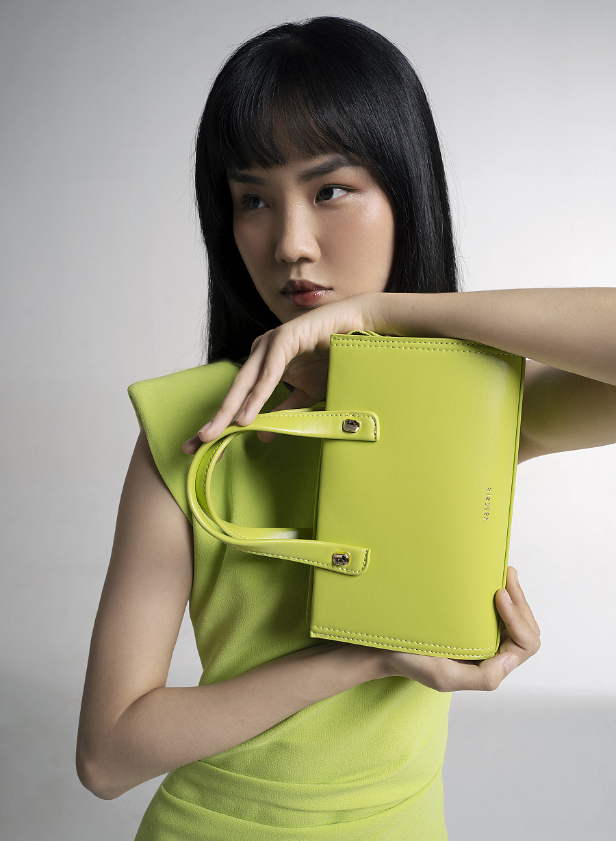 Túi tote quai đôi đính kim loại - TOT 0101 - Màu xanh lá sáng - vascara.com