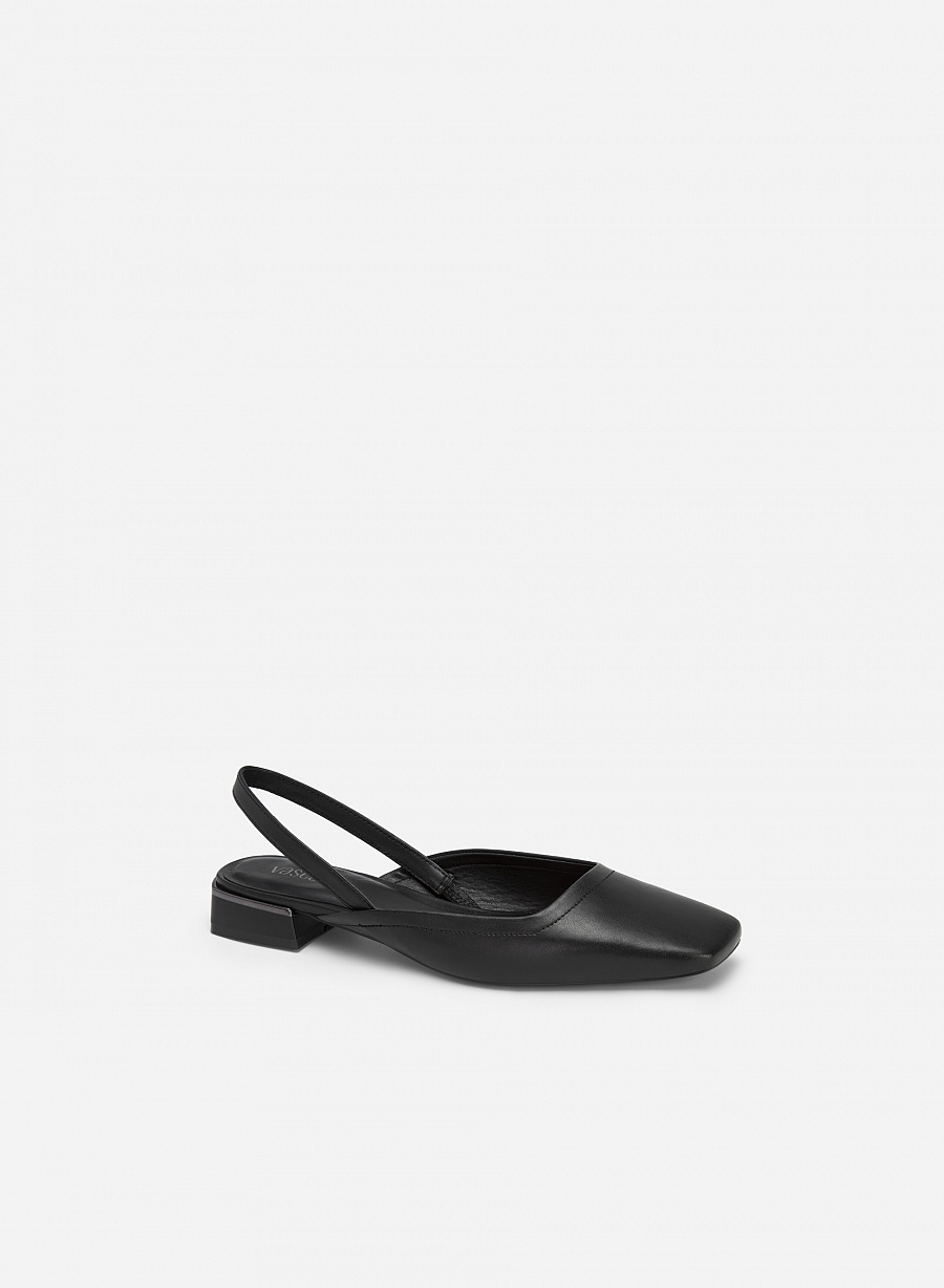 Giày Slingback Mũi Vuông Gót Viền Metallic - BMN 0559 - Màu Đen - vascara.com