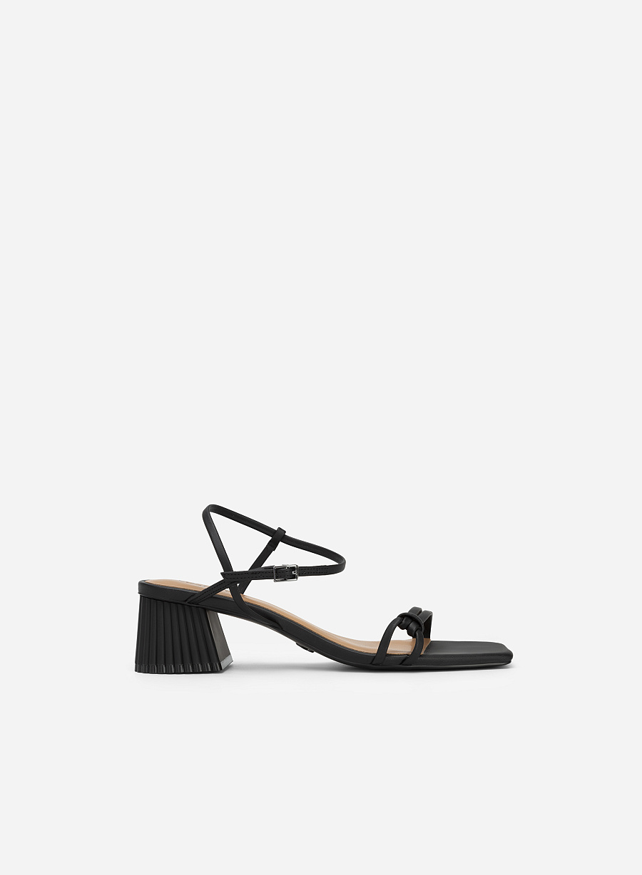 Giày Sandal Quai Mảnh Thắt Nút Gót Trụ - SDN 0727 - Màu Đen - VASCARA