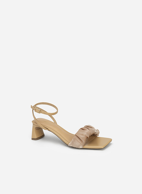 Giày Sandal Ankle Strap Quai Nhún Vải Lưới - SDN 0733 - Màu Be - VASCARA