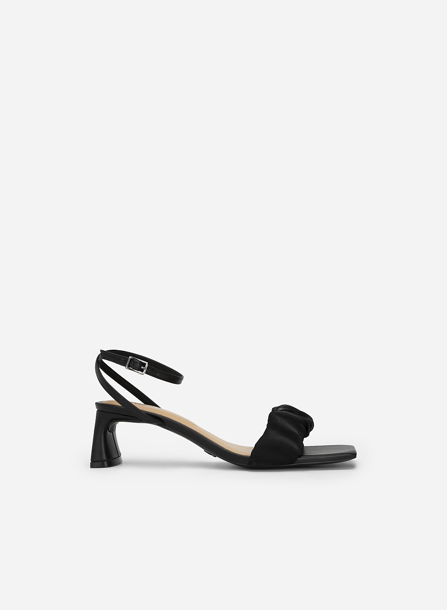 Giày Sandal Ankle Strap Quai Nhún Vải Lưới - SDN 0733 - Màu Đen - VASCARA