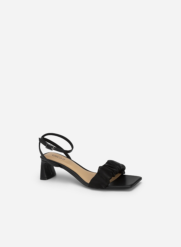 Giày sandal ankle strap quai nhún vải lưới - SDN 0733 - Màu đen - VASCARA