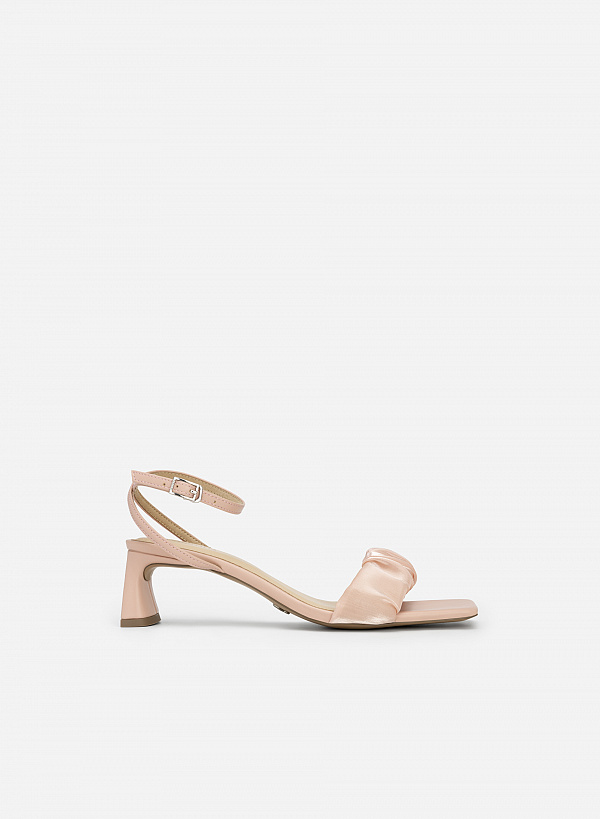 Giày Sandal Ankle Strap Quai Nhún Vải Lưới - SDN 0733 - Màu Hồng