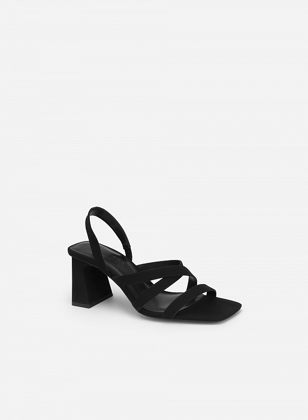 Giày Sandal Multi-Strap Gót Trụ - SDN 0746 - Màu Đen - VASCARA