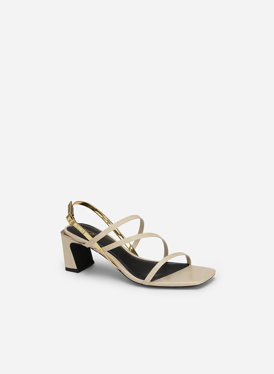 Sandal Kiểu Slingback Multi-Strap Phối Metallic - SDN 0748 - Màu Be - vascara.com