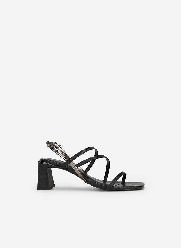 Sandal kiểu slingback multi-strap phối metallic