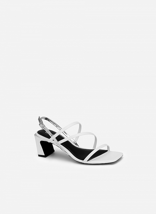 Sandal kiểu slingback multi-strap phối metallic - SDN 0748 - Màu trắng - VASCARA