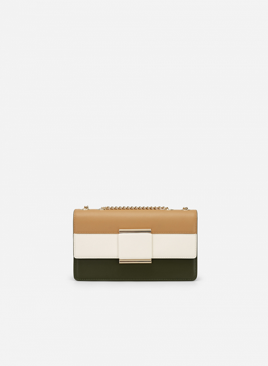 Túi Đeo Chéo Phối Color Block - SHO 0207 - Màu Xanh Rêu - VASCARA