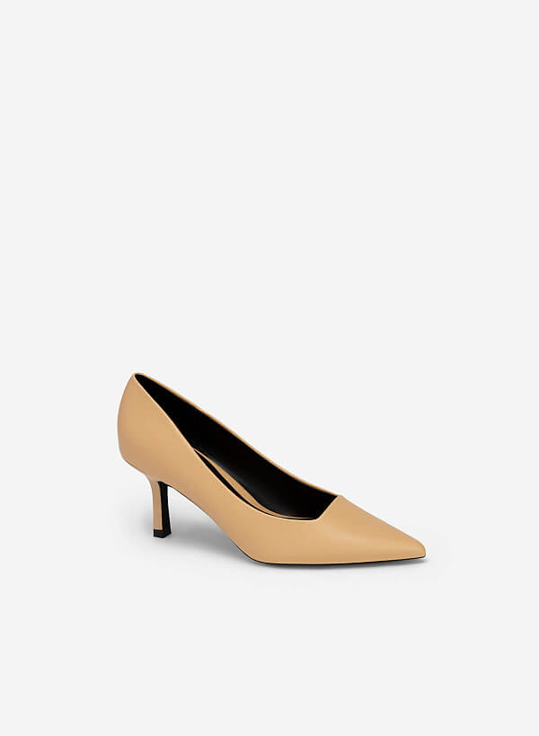 Stiletto Heel Pumps - HIG 0580 - Beige - VASCARA