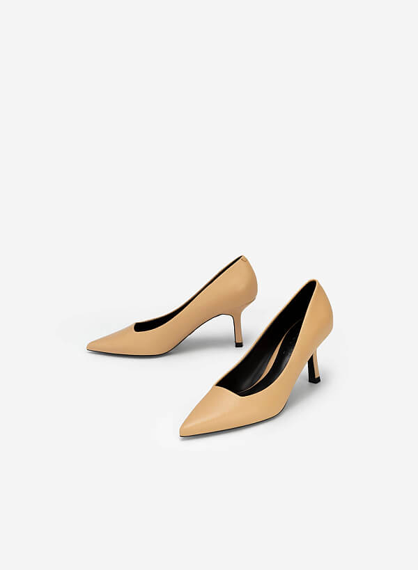 Stiletto Heel Pumps - HIG 0580 - Beige - VASCARA