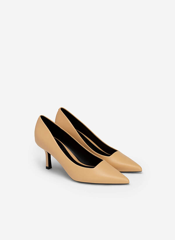 Stiletto Heel Pumps - HIG 0580 - Beige - VASCARA