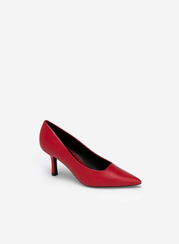 Stiletto Heel Pumps - HIG 0580 - Red - VASCARA