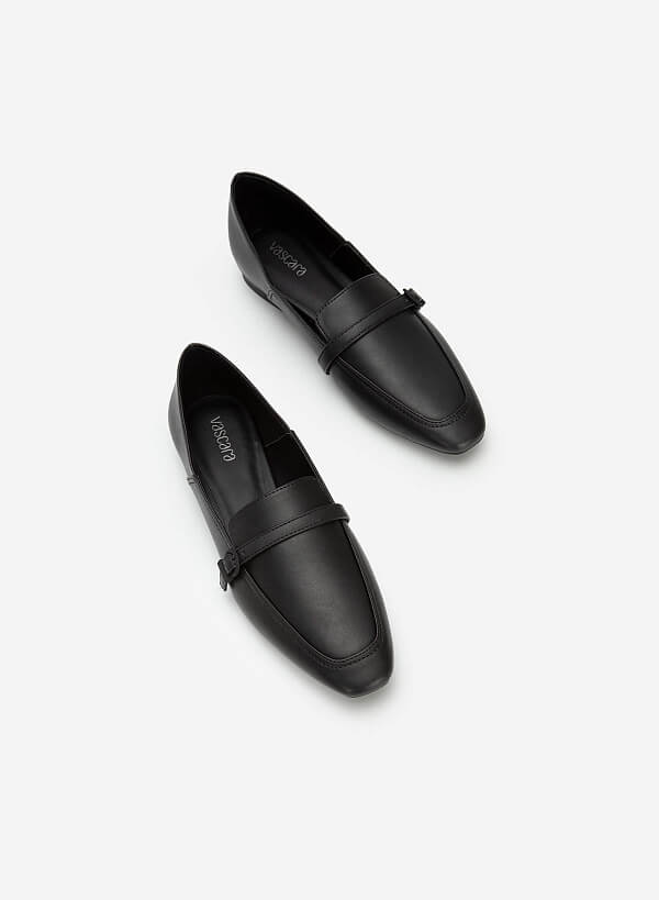 Belt Décor Edge Stitch Loafer - LOA 0099 - Black - VASCARA