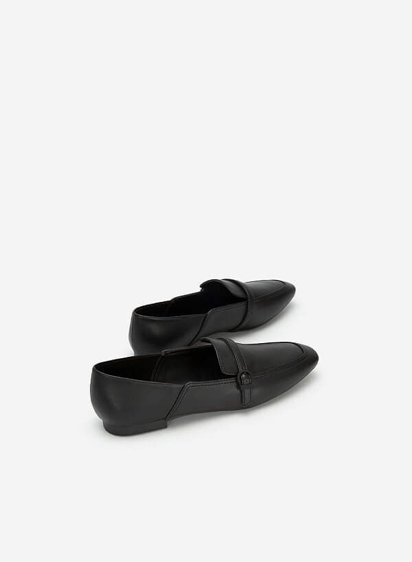 Belt Décor Edge Stitch Loafer - LOA 0099 - Black - VASCARA